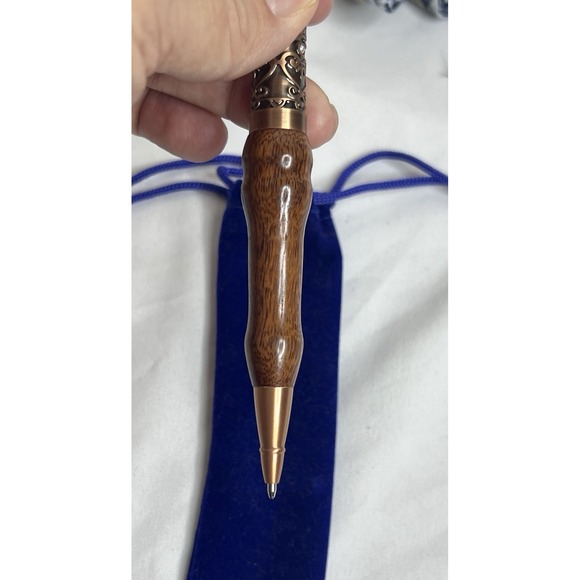 Handmade Artisan Ballpoint Twist Pen Wood/Antique Copper Finish Hardware w/ bag - Picture 8 of 8